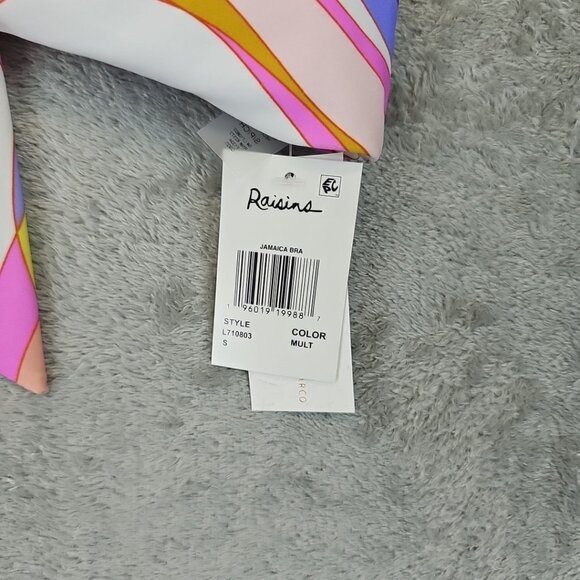 Raisins Jamaica Printed Knot-Front Bikini Top Juniors Size S Multicolor Abstract - Picture 5 of 7